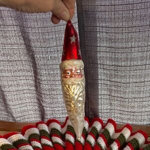 Vintage Dept 56 Hand Painted 12” Mercury Glass Santa Crescent Moon